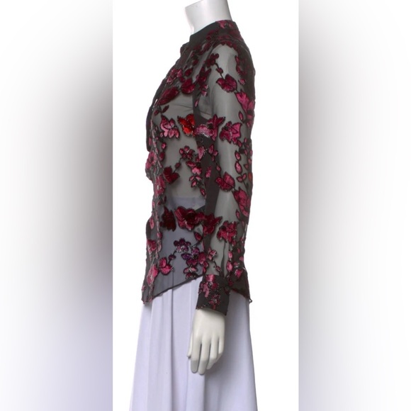 Alice + Olivia Black and Pink Floral Blouse - Picture 2 of 6